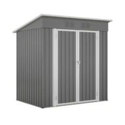 Syemin Storage Sheds 6'x4' Outdoor Metal Storage Shed For Garden Tools Lockable Door With Lockable Door Floor Frame, Gray, 66.93"*47.64"*71.65" -Furniture GUEST 9dcc793e fabe 4bd2 bd5b 290dbae67382