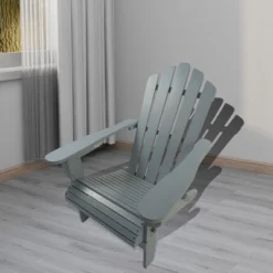 Syemin Wooden Folding Adirondack Chair, Casual Patio Chair With Wood Grain For Patio, Yard, Garden, Gray, 28.35"*30.71"*36.81" -Furniture GUEST 9df33a28 7283 4c89 93be 6f65db8502df