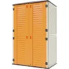 Syemin Outdoor Storage Shed, Vertical Tall Tool Shed With Five Shelves, Lockable Door For Patio, Backyard And Lawn, Orange, 50"*79.53"*29"