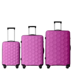 Syemin Luggage 3-Piece Luggage Set Travel Lightweight Suitcases With Rolling Wheels TSA Lock Carry On Luggage 20"/24"/28", Pink, 20.08"*11.81"*30.12" -Furniture GUEST 9ee60515 169f 422f 89dc 19869b34e503