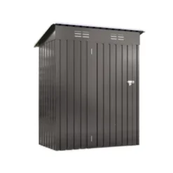 Syemin Storage Sheds Metal Outdoor Storage Shed, Lockable Door Tool Shed Roof Waterproof For Garden, Backyard, Sundries, Gray, 55.12"*29.92"*72.44"