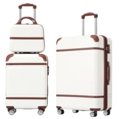 Syemin 3 PCS Bag And Luggage Sets, With 4 Spinner Wheels Lightweight Suitcase, Suitable For Business Trips And Travel, White, 17.7"*11.2"*26.4" -Furniture GUEST a134c8f9 3d8d 4669 9d97 0eb2d31e77ab