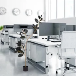 Syemin Artificial Plant Palm Tree Indoor Faux Fake Floor Greenery Potted Real Touch Decorative Green Leaves Black Pot, Green, 8.2"*8.2"*82.6" -Furniture GUEST a16313c7 400d 4169 8b5a 9cc5c01b52de