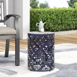 Syemin Patio End Tables, Stylish End Tables For Indoor And Outdoor Use, Ideal For Gardens, Backyard, With Special Design, Blue, 13.75"*13.75"*18" -Furniture GUEST a168b1a3 b5bd 4188 a7d0 66da80730f5a