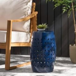 Syemin Patio End Tables, Stylish End Tables For Indoor And Outdoor Use, Ideal For Gardens, Backyard, Special Design, Blue, 12.25"*12.25"*17.75" 7 Syemin Patio End Tables, Stylish End Tables For Indoor And Outdoor Use, Ideal For Gardens, Backyard, Special Design, Blue, 12.25"*12.25"*17.75" -Furniture GUEST a2a97915 05b4 4858 a094 e88caee94f00