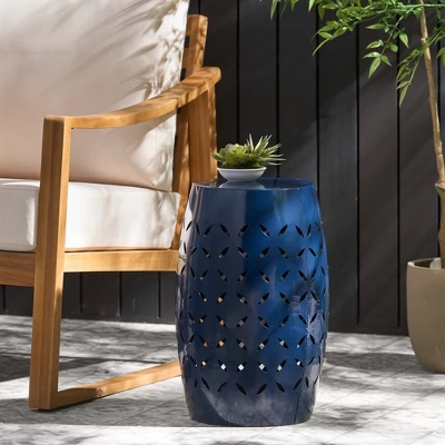 Syemin Patio End Tables, Stylish End Tables For Indoor And Outdoor Use, Ideal For Gardens, Backyard, Special Design, Blue, 12.25"*12.25"*17.75" 3 Syemin Patio End Tables, Stylish End Tables For Indoor And Outdoor Use, Ideal For Gardens, Backyard, Special Design, Blue, 12.25"*12.25"*17.75" - Image 3