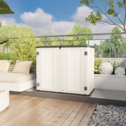 Syemin Storage Shed, Waterproof Storage Shed, Double Shelves For Cleaning Tools And Garden Accessories, White, 50"*29"*41" -Furniture GUEST a3e4104a 7a10 43a0 be19 85652b079328