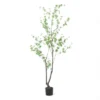 Syemin Artificial Plant Artificial Disc Leaf Tree Indoor Floor Greenery Potted Real Touch Decorative Black Pot, Green, 35.4"*35.4"*70.9"