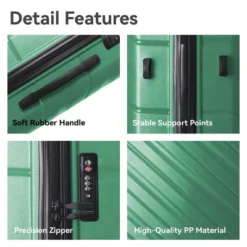 Syemin Luggage 3-Piece Luggage Sets (20", 24", 28"), Suitcase With Wheels, Hardside Suitcase With 4 Spinner Wheels, Green, 21.65"*13.19"*31.1" -Furniture GUEST a4df4127 7bdc 4694 b729 4efa57cc970f