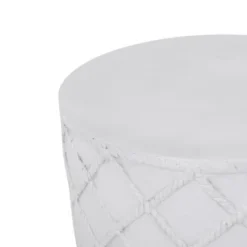 Syemin Patio End Tables, Stylish End Tables For Indoor And Outdoor Use, Ideal For Gardens, Backyard, Special Design, Off White, 15.25"*15.25"*18.25" -Furniture GUEST a509a80f f200 402d 9169 769535525c7f