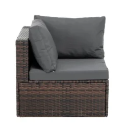 Syemin 5PCS Patio Seating Rattan Furniture Set Sectional Sofa Cushioned Garden, Tempered Glass Table, Grey, 28.94"*28.55"*24.8" -Furniture GUEST a607a8a0 383b 44ab 8c80 0e6d021937b9