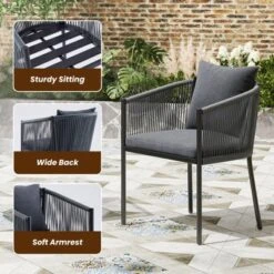 Syemin Patio Seating Sets Of 2, Rattan Wicker Patio Furniture Chairs With Cushions For Garden, Deck, Backyard, Poolside, Gray, 18.9"*24.6"*30.5" -Furniture GUEST a67f7d60 ae26 4ee5 bf75 ed225d745451