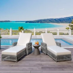 Syemin Patio Chaise Lounges, Outdoor Patio Daybed, Comfy Seat Cushion, Sofa Furniture, For Backyard, Swimming Pool, White, 61.02"*25.6"*37.4" -Furniture GUEST a7f604af fcd4 4131 995e 434476f2e2d3