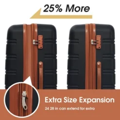 Syemin 3 PCS Bag And Luggage Sets, With Spinner Wheels And Zippers Lightweight Suitcase, For Business Trips And Travel, Black, 15.8"*10.2"*24.5" -Furniture GUEST a880e5da fef2 4fde ac4d 8a1e9c500945