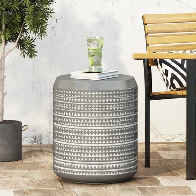 Syemin Patio End Tables Accent Side End Table For Outdoor And Indoor, Garden, Backyard Use, Special Design, Gray, 15.5"*15.5"*18.5" 5 Syemin Patio End Tables Accent Side End Table For Outdoor And Indoor, Garden, Backyard Use, Special Design, Gray, 15.5"*15.5"*18.5" - Image 5