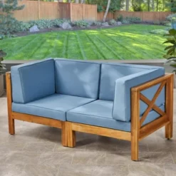 Syemin Patio Modern Accent Chairs, Outdoor Conversation Chairs, With Leisure Used, For Backyard, Garden, Blue, 60.5"*30.25"*26.5" -Furniture GUEST a95ed02f 4dc8 4036 a3ca 28b66e289e0b