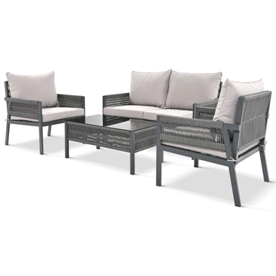 Syemin Patio Seating Sets, Sophisticated Seating Set, Add Elegance Outdoor Space, Perfect For Leisurely Garden Retreats, Gray, 48"*27.8"*30.1" 2 Syemin Patio Seating Sets, Sophisticated Seating Set, Add Elegance Outdoor Space, Perfect For Leisurely Garden Retreats, Gray, 48"*27.8"*30.1" - Image 2