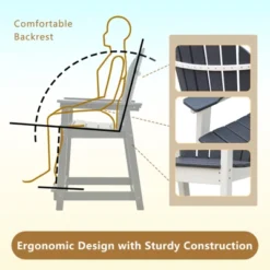 Syemin Patio Accent Chairs, Outdoor Tall Adirondack Chair With High Back, Widened Arms For Backyard, Garden, Yard, Gray, 27.95"*24"*45" -Furniture GUEST a9d8ff19 d27d 4fe8 8028 79daf73b4930