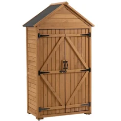 Syemin 30ft³ Outdoor Storage Sheds With Lockable Door, Waterproof Roof For Patio, Backyard And Lawn, Brown, 34.25"*22.04"*68.89" -Furniture GUEST a9f7e4a3 993e 43f8 91e9 fb7ac01e64ee