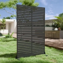 Syemin Patio Decorative Screens Outdoor Privacy Screen 6-Piece Sheet Screen Freestanding Decorative Privacy Screen, Black, 45.47"*15.75"*72.05"