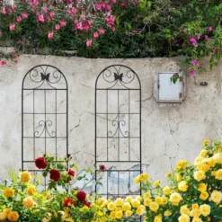 Syemin Patio Decorative Screens, Elegant Vine Pattern Yard Fencing, Pet-Safe Decorative Fence For Yard, Patio, Black, 19.7"*19.7"*86.7" -Furniture GUEST acda1d48 e5d2 4386 89d6 b5b6c3379eb2