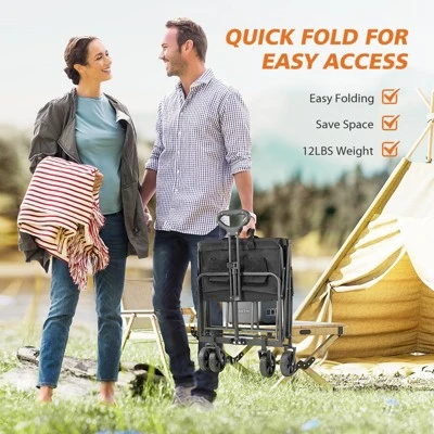 Syemin Trolley And Lawn Cart, 300L Foldable Garden Cart, Large Capacity, Suitable For Beach, Camping, Shopping Garden, Black, 29.5" * 18.5" * 26.6" 3 Syemin Trolley And Lawn Cart, 300L Foldable Garden Cart, Large Capacity, Suitable For Beach, Camping, Shopping Garden, Black, 29.5" * 18.5" * 26.6" - Image 3