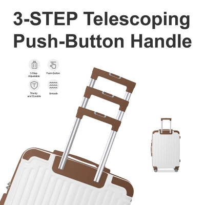 Syemin Luggage Lightweight 3 PCS Premium Abs Luggage Set Suitcase Set With Silent Spinner Wheels Carry On Luggage, Brown, 20.87"*11.81"*30.31" 1 Syemin Luggage Lightweight 3 PCS Premium Abs Luggage Set Suitcase Set With Silent Spinner Wheels Carry On Luggage, Brown, 20.87"*11.81"*30.31"