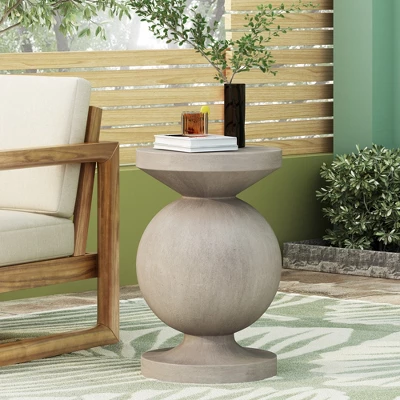 Syemin Patio End Tables, Stylish End Tables For Indoor And Outdoor Use, Ideal For Gardens, Backyard, Special Design, Gray, 17.25"*17.25"*26.5" 1 Syemin Patio End Tables, Stylish End Tables For Indoor And Outdoor Use, Ideal For Gardens, Backyard, Special Design, Gray, 17.25"*17.25"*26.5"