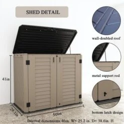 Syemin Storage Shed, Waterproof Storage Shed For Cleaning Tools And Garden Accessories, Brown, 50"*29.1"*41" -Furniture GUEST aef44565 39d5 40bf 953f 2898342fd644