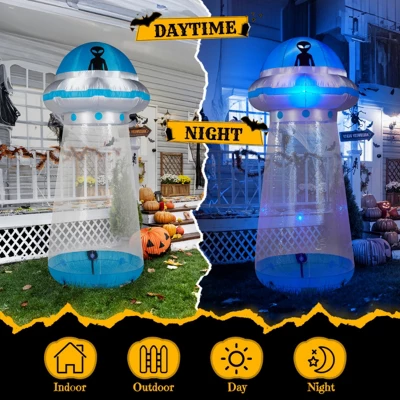 Syemin Decorative Holiday Scene Props Halloween Inflatable UFO Yard Decoration, Fun Tall Blow Up Yard Decor Outdoor, Multicolored, 43.3"*43.3"*106.3" 2 Syemin Decorative Holiday Scene Props Halloween Inflatable UFO Yard Decoration, Fun Tall Blow Up Yard Decor Outdoor, Multicolored, 43.3"*43.3"*106.3" - Image 2