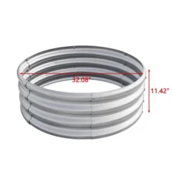 Syemin Outdoor Garden Raised Planter, Backyard Patio Planter Raised Bed For Flowers, Herbs, Silver, 32.08"*32.08"*11.42"