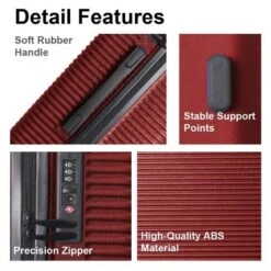 Syemin Luggage Sets 3 Piece Suitcases Suitcase Set ABS Hard Case Luggage With TSA Lock Spinner Wheels Durable Luggage, Red, 20.67"*11.61"*29.92" -Furniture GUEST b157331c a696 49a1 a6aa e076b4b555ac