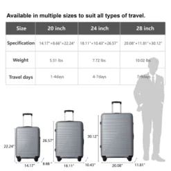 Syemin Luggage Luggage Set 3 Piece PP Hardshell Carry On Suitcase With Spinner Wheels TSA Lock Lightweight Suitcases, Grey, 20.47"*11.22"*29.33" -Furniture GUEST b2e8a838 fff8 4b03 9c7a cee0f48775c3