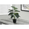 Syemin Artificial Plant Alocasia Indoor Faux Fake Table Greenery Potted Real Touch Decorative Green Leaves Black Pot, Green, 20"*20"*23.5"