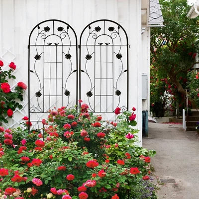 Syemin Patio Decorative Screens, Iron Arch Decoration Garden Trellis, For Outdoor For Climbing Plants Support, Flowerbed, Black, 40"*19.7"*86.7" 3 Syemin Patio Decorative Screens, Iron Arch Decoration Garden Trellis, For Outdoor For Climbing Plants Support, Flowerbed, Black, 40"*19.7"*86.7" - Image 3