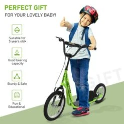 Syemin Kick Scooters Youth Scooter Teens Kick Scooter, Adjustable Handlebar Ride On Toy Dual Brakes Inflatable Wheels, Green, 53.3"*22.8"*34.8" -Furniture GUEST b4d50a18 b5d3 4a90 8cd3 4249b5cc34f4