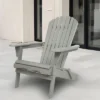 Syemin Wooden Folding Adirondack Chairs Set Of 2 Casual Patio Chairs With Wood Grain For Patio, Yard, Garden, Gray, 31"*28"*36"