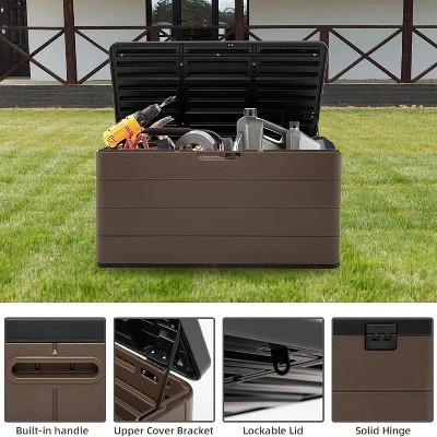 Syemin Storage Shed, Waterproof Storage Shed For Cleaning Tools And Garden Accessories, Brown, 45.7"*23.6"*23.6" 5 Syemin Storage Shed, Waterproof Storage Shed For Cleaning Tools And Garden Accessories, Brown, 45.7"*23.6"*23.6" - Image 5