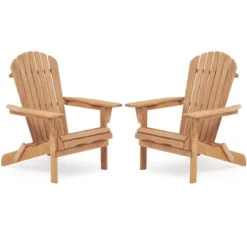 Syemin Patio Accent Chairs 2PCS, Folding Adirondack Chair, Wooden Decorative Lounge Furniture For Patio, Yard, Brown, 19.5"*31"*36" -Furniture GUEST b5b88e9a 5875 49e5 b31b 2ff2b6190191