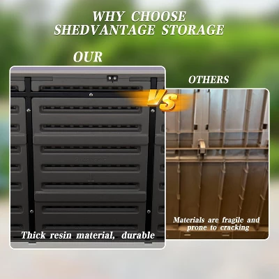 Syemin Storage Shed, Waterproof Storage Shed For Cleaning Tools And Garden Accessories, Brown, 45.7"*23.6"*23.6" 3 Syemin Storage Shed, Waterproof Storage Shed For Cleaning Tools And Garden Accessories, Brown, 45.7"*23.6"*23.6" - Image 3