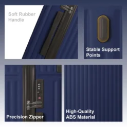 Syemin Luggage Lightweight 3 PCS Premium Abs Luggage Set Suitcase Set With Silent Spinner Wheels Carry On Luggage, Blue, 20.87"*11.81"*30.31" -Furniture GUEST b6b3271e 845c 4a6f 84fa 88b5ada323a7