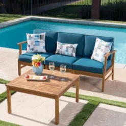 Syemin Patio Seating Sets Outdoor, Featuring Unique Design, Ideal For Chats, Perfect For Gardens, Living Spaces, Blue, 75.75"*28.25"*33" -Furniture GUEST b73c4dc4 1745 47c4 894e 4163c05e0306