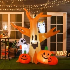Syemin Inflatable Holiday Decorations 7.5' Tall Halloween Inflatables Outdoor Decor Haunted Tree Halloween Decor Outdoor, Multicolored, 83"*40"*90"