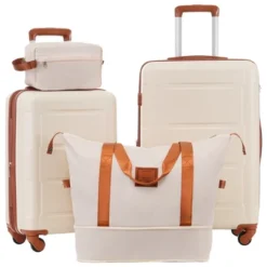 Syemin 4 PCS Bag And Luggage Sets, With 4 Spinner Wheels Lightweight Suitcase, Suitable For Business Trips And Travel, Off-White, 15.5"*10.4"*24.4" 7 Syemin 4 PCS Bag And Luggage Sets, With 4 Spinner Wheels Lightweight Suitcase, Suitable For Business Trips And Travel, Off-White, 15.5"*10.4"*24.4" -Furniture GUEST ba4dc1ae 6044 4669 9dbb d048a3e2901c