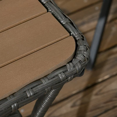 Syemin Patio End Table, Rectangular Outdoor Dining Table With All-Weather Faux Wood Top For Garden, Lawn, Patio, Brown, 43.3"*23.6"*22" 3 Syemin Patio End Table, Rectangular Outdoor Dining Table With All-Weather Faux Wood Top For Garden, Lawn, Patio, Brown, 43.3"*23.6"*22" - Image 3