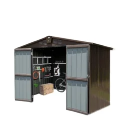 Syemin Deck Boxes Durable, Horizontal Compact Storage Shed For Garden, Backyard, Patio, Closet Deck Box, Brown, 118.43"*95.12"*76.57" -Furniture GUEST bd909358 4308 4f73 9483 a85248d53187