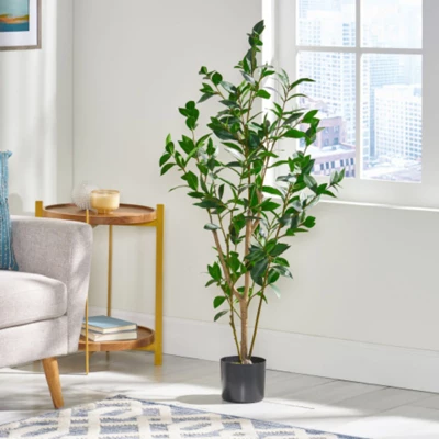 Syemin Artificial Plant Artificial Laurel Tree Indoor Faux Fake Floor Greenery Potted Real Touch Decorative Green Leaves, Green, 19"*19"*47" 3 Syemin Artificial Plant Artificial Laurel Tree Indoor Faux Fake Floor Greenery Potted Real Touch Decorative Green Leaves, Green, 19"*19"*47" - Image 3