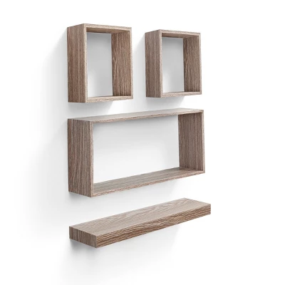 Syemin Decorative Wall Shelf Floating Shelves Wall Mounted Wood Shelf Hanging Bathroom Shelf Home Wall Decor Corner Shelf, Beige, 17.71"*3.93"*1.97" 4 Syemin Decorative Wall Shelf Floating Shelves Wall Mounted Wood Shelf Hanging Bathroom Shelf Home Wall Decor Corner Shelf, Beige, 17.71"*3.93"*1.97" - Image 4