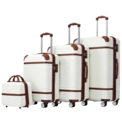 Syemin 4 PCS Bag And Luggage Sets, With Spinner Wheels And Zippers Lightweight Suitcase, For Business Trips And Travel, White, 20.1"*12.4"*30.3" -Furniture GUEST c2806326 b892 4deb 83ad 76849670637d