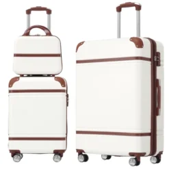 Syemin 3 PCS Bag And Luggage Sets, With Spinner Wheels And Zippers Lightweight Suitcase, For Business Trips And Travel, White, 20.1"*12.4"*30.3" -Furniture GUEST c2b77b74 72a1 4bad 9d79 af3893a509c0